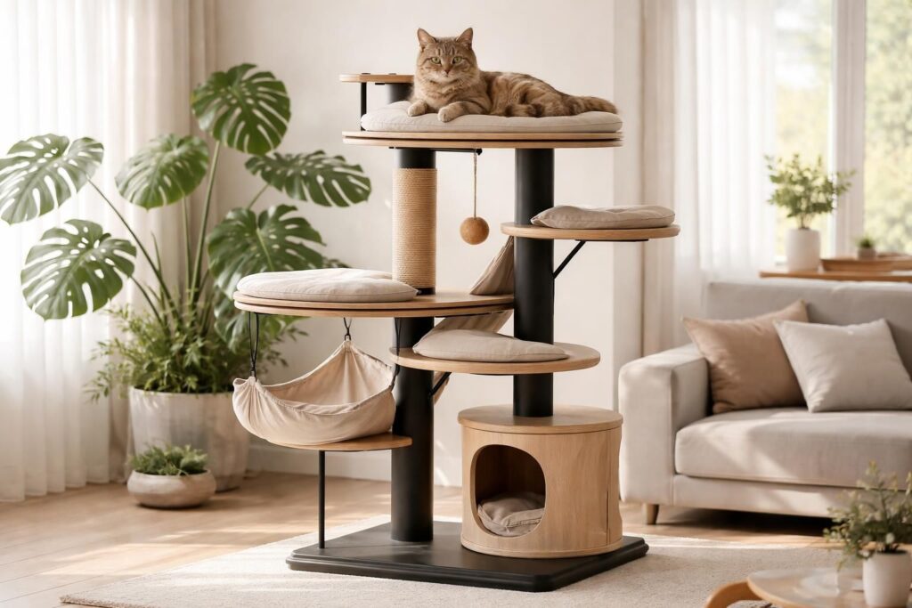 découvrez notre arbre à chat design alliant élégance et confort, pour offrir à votre félin un espace de détente aussi beau que pratique.