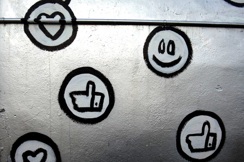 a bunch of stickers that are on a wall