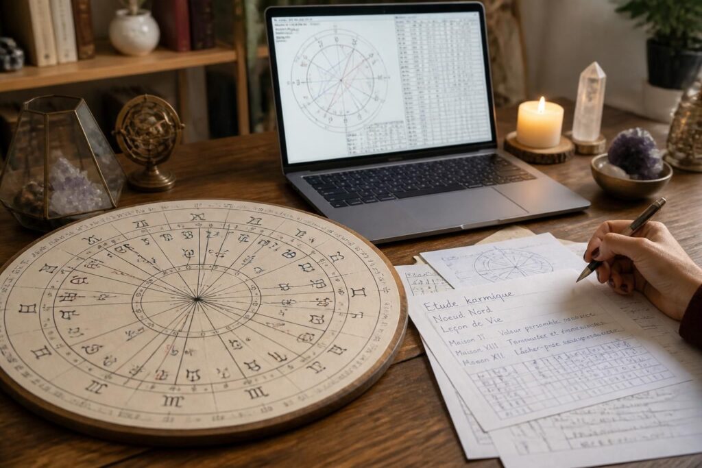 découvrez votre destinée avec notre outil d'astrologie karmique : calculs gratuits précis et interprétations personnalisées basées sur votre date de naissance.