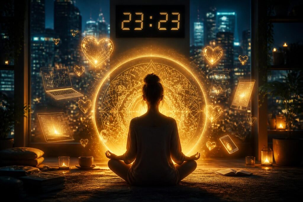 découvrez la signification complète de l'heure miroir 23h23 en amour, travail et spiritualité. interprétez les messages cachés et comprenez l'influence de cette heure sur votre vie.